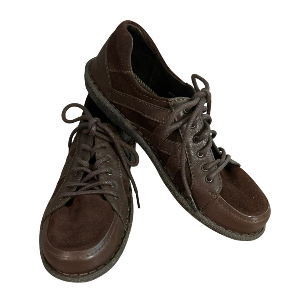 Born brown leather and suede lace-up oxford shoes, D12726 Women’s Size 9